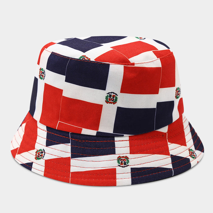 Wholesale Summer World Cup National Flags Pattern Double-Sided Bucket Fashionhat for Men and Women