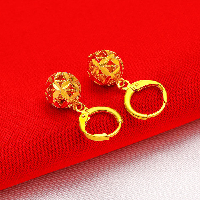Wholesale  sand gold hollow ball jewelry  car flower ear buckle earrings