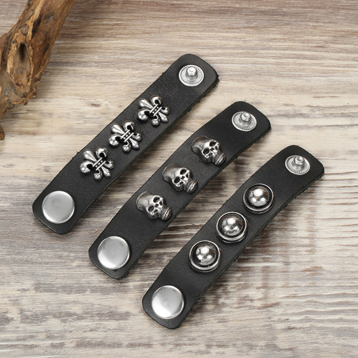 Wholesale Vintage punk leather ring, niche vintage cowhide ring, turquoise ring accessory