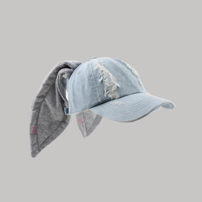 Wholesale Rabbit Ear Hat Denim Washed  e Dance Baseball Hip-hop  sunshade Hat