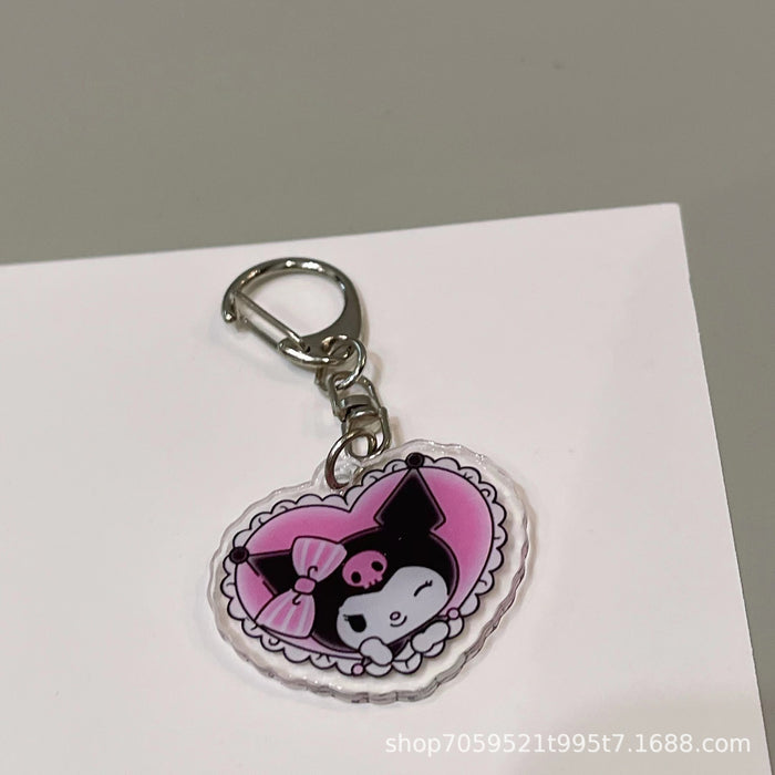 Wholesale Double-sided Keychain Cute Cartoon Book Bag Pendant Transparent Pendant Acrylic Keychain for Men and Women