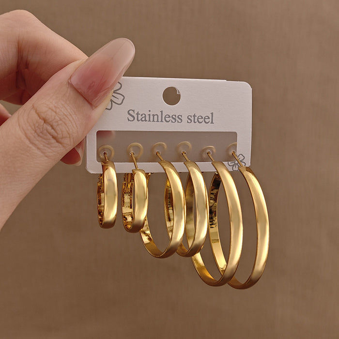 Wholesale Love pentagram earrings, exaggerated large earrings, high-end stainless steel earrings, gold-plated round earrings