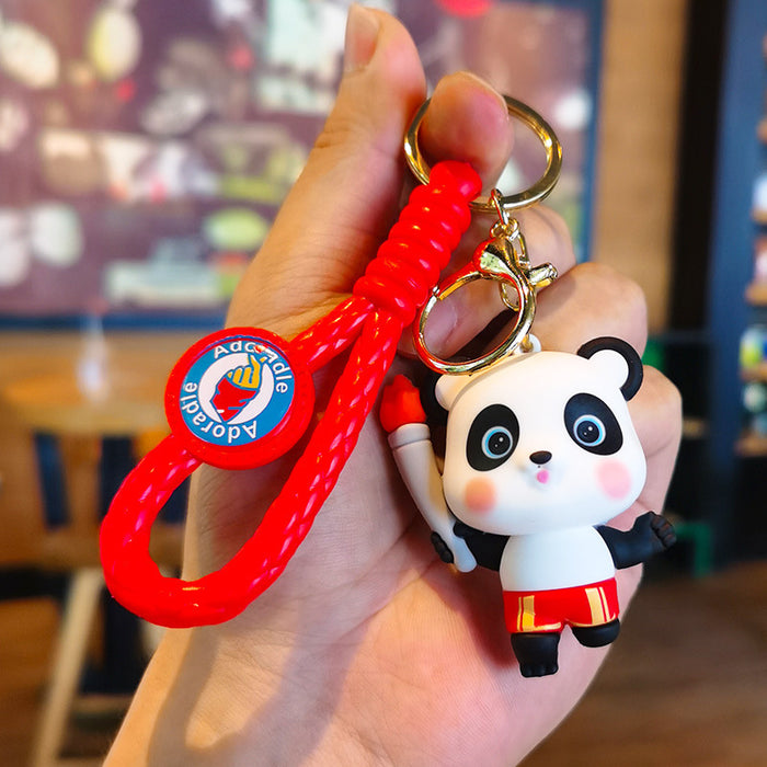 Wholesale Rubber Cartoon Doll Peking Opera Panda Keychain JDC-KC-Tingm184