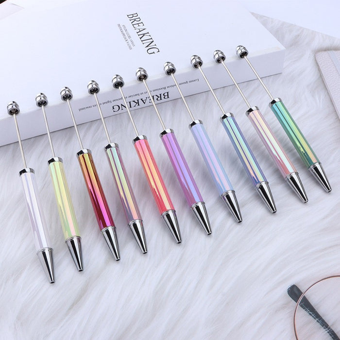 Wholesale Plastic UV Plating Colorful Gradient Beaded Ballpoint Pen JDC-PN-GanCai005