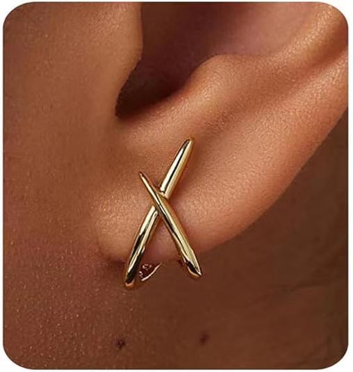 Wholesale Cross Earrings Women's Cubic Stone Gold Geometric Shape Luxury Style