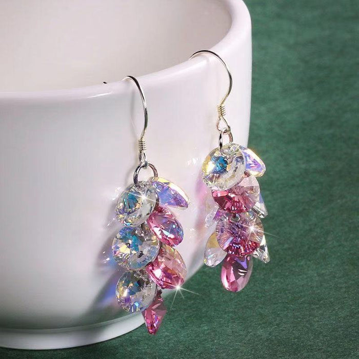 Wholesale Earrings Artificial Crystal Multi-layer Colorful Disc Earrings JDC-ES-FanMeng007