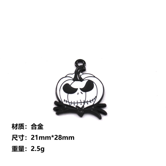 Wholesale 10pcs  Funny Skull Pumpkin Cartoon Accessories Alloy Oil Dropping Pendant Earrings Keychain