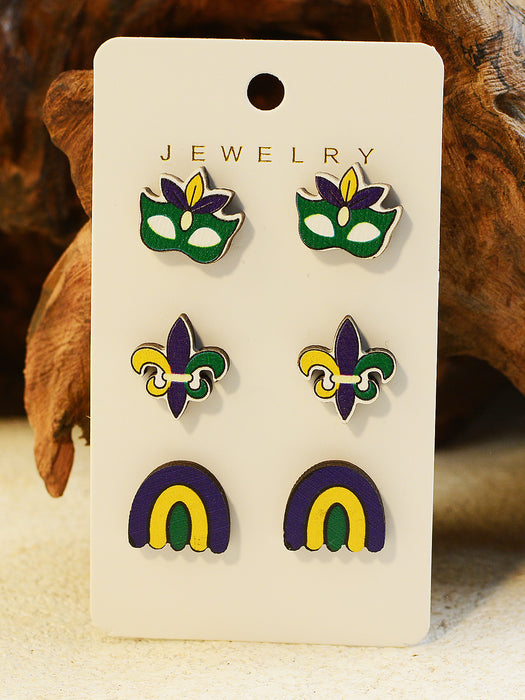 Wholesale of St. Patrick's Day Carnival Wooden Earrings JDC-ES-ChenC014