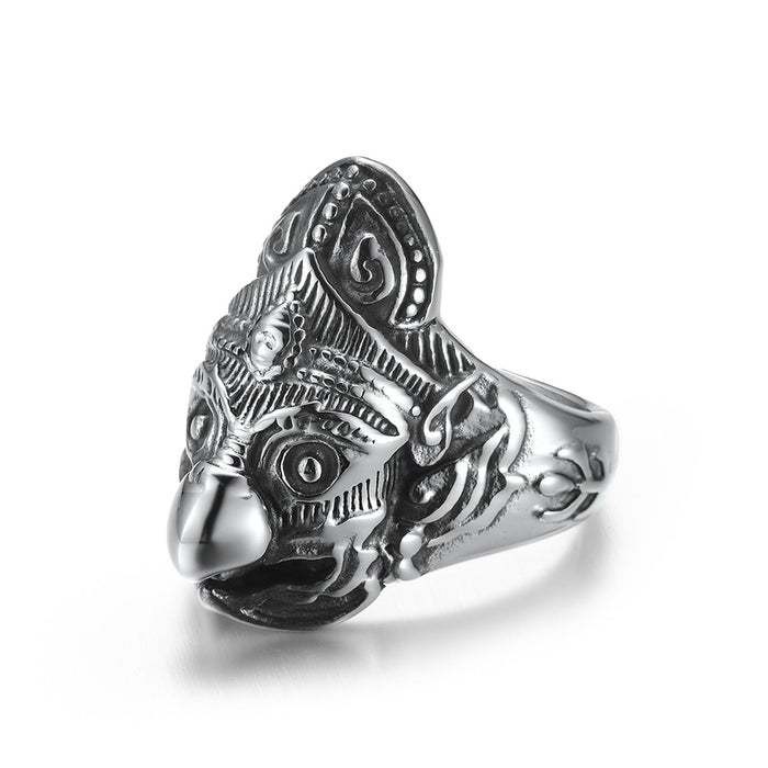 Wholesale Stainless Steel Ring Hindu Garuda Titanium Steel Eagle Face Vintage Personalized Ring