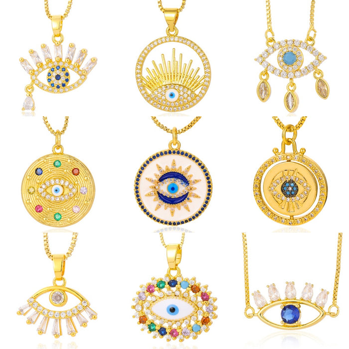 Wholesale Türkiye Evil Eye Necklace Pendant Female JDC-PT-YJ003