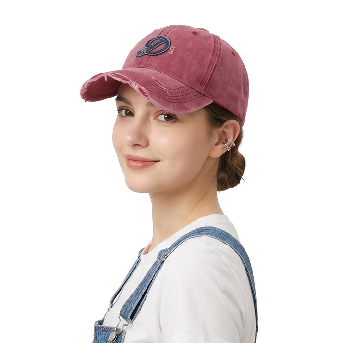 Wholesale Distressed Baseball Cap with Letter D Embroidery Retro Fashion Accessory