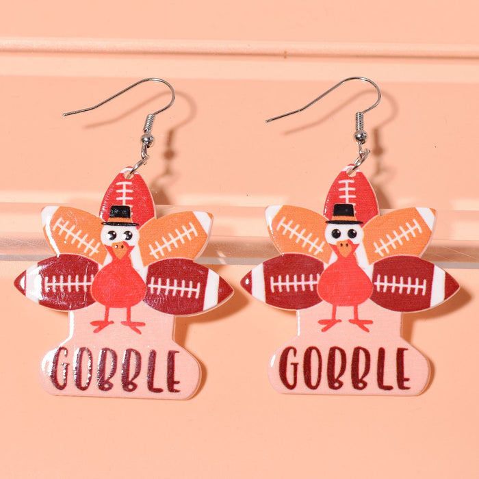 Wholesale Thanksgiving Cartoon Turkey Acrylic Earrings JDC-ES-Xunt005