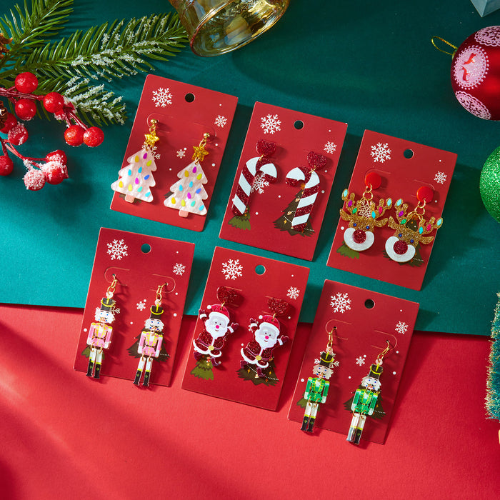 Wholesale Christmas series acrylic earrings for women  elk cane earrings