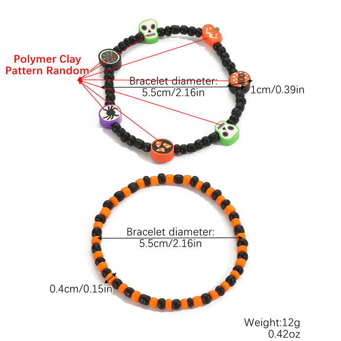 Wholesale Bracelet suit Beads Orange Pumpkin Skull Pendant Halloween Bracelet