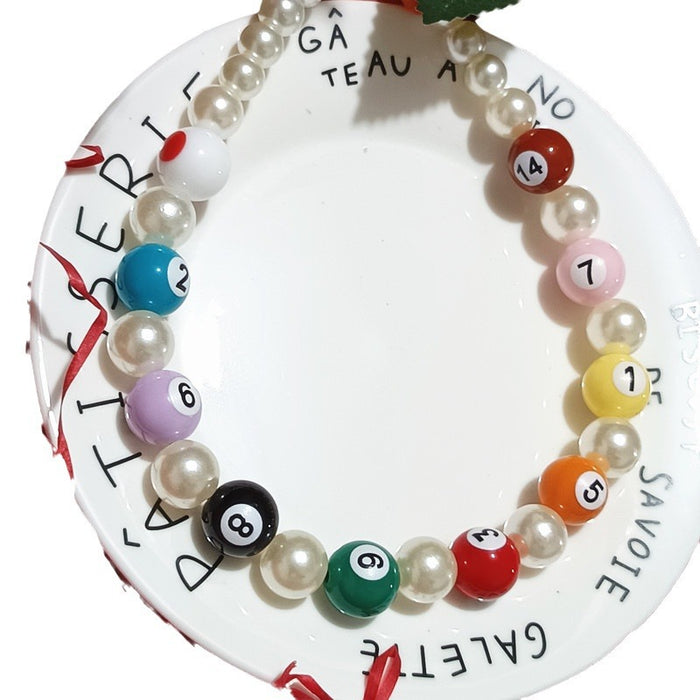 Wholesale Color Billiards Necklace Women' s Dopamine Unique Pearl Clavicle Chain Niche Personality Exaggerated Necklace