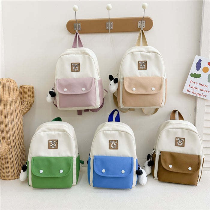 Wholesale Children' s Bag Fashion Oxford Cloth Contrast Backpack Kindergarten Baby School Season Schoolbag