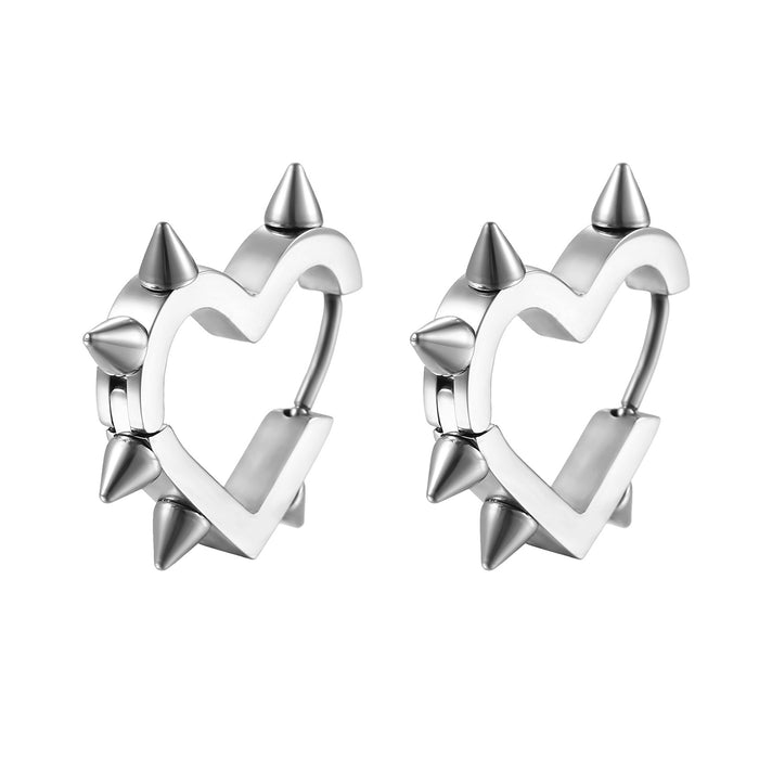 Wholesale Titanium steel heart-shaped cone stainless steel earrings