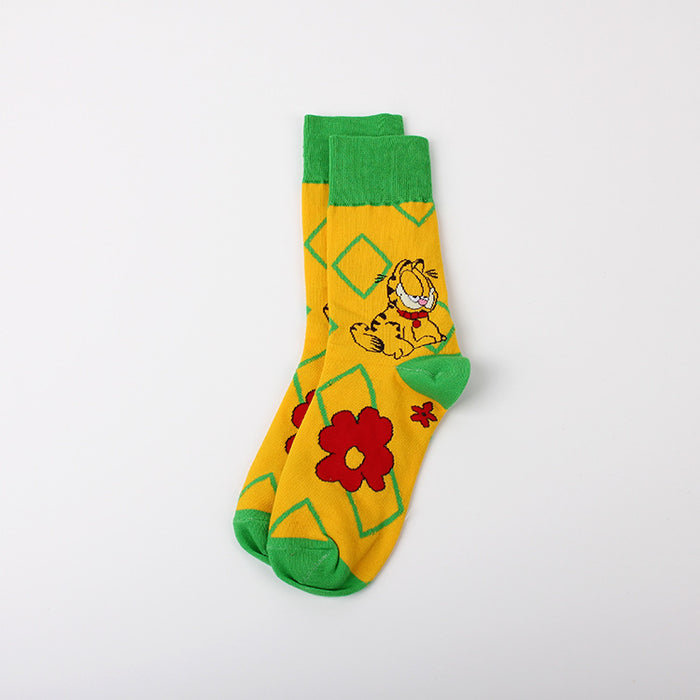 Wholesale Leisure Sports Jacquard Four Seasons Youth Women Cotton Couple Middle Socks Men Trendy Socks Long Socks