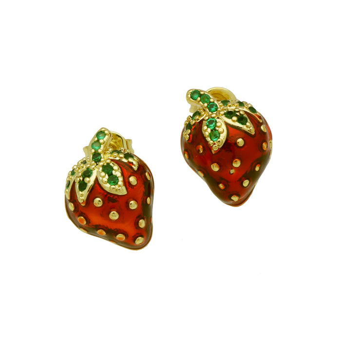 Wholesale Fruit strawberry cherry color drop oil earrings