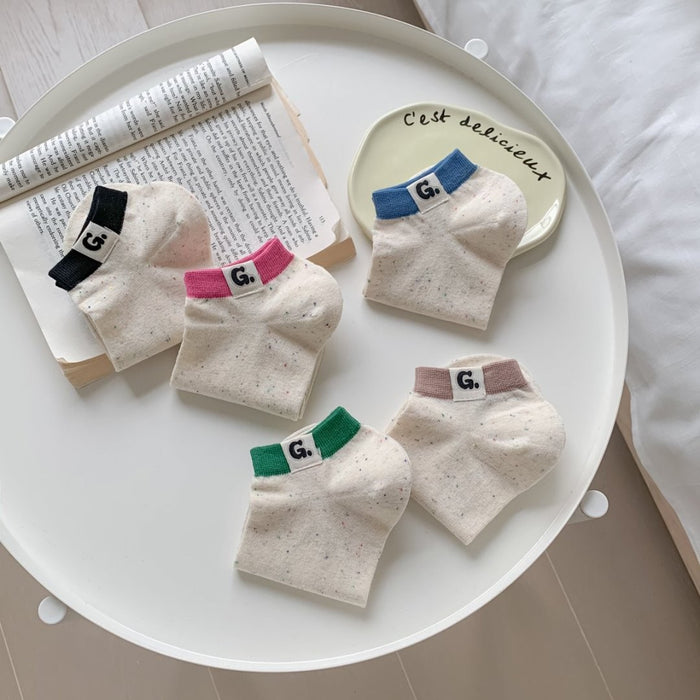 Wholesale New socks made of cotton, sweat absorbing, breathable, labeled with letter fabric, short socks with elasticity