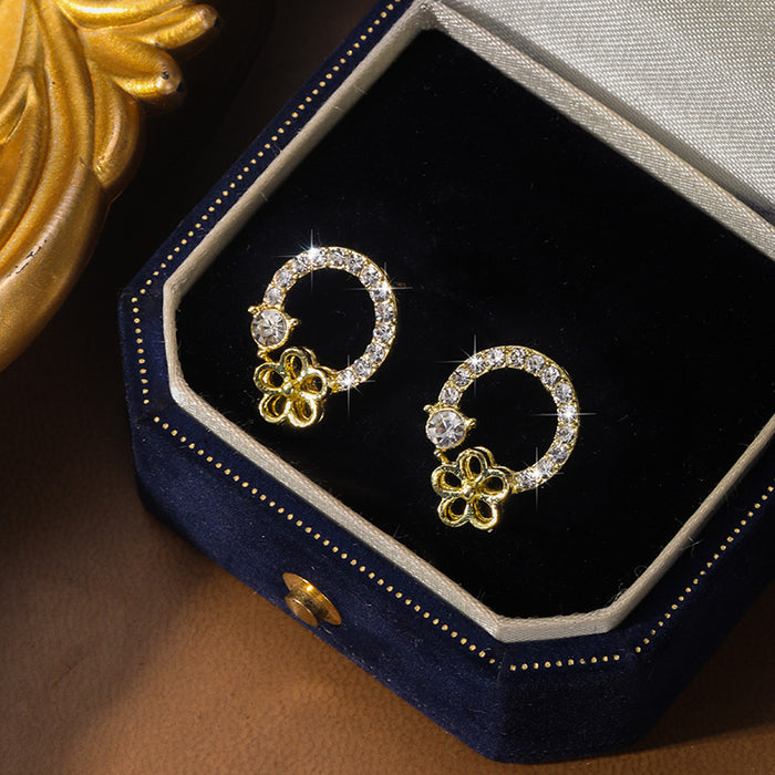 Wholesale Pearl rose earrings with elegant geometric circles and minimalist design