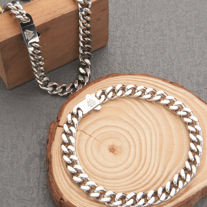 Wholesale 2pcs/set Stainless Steel Viking Myth Cuban Chain Necklace