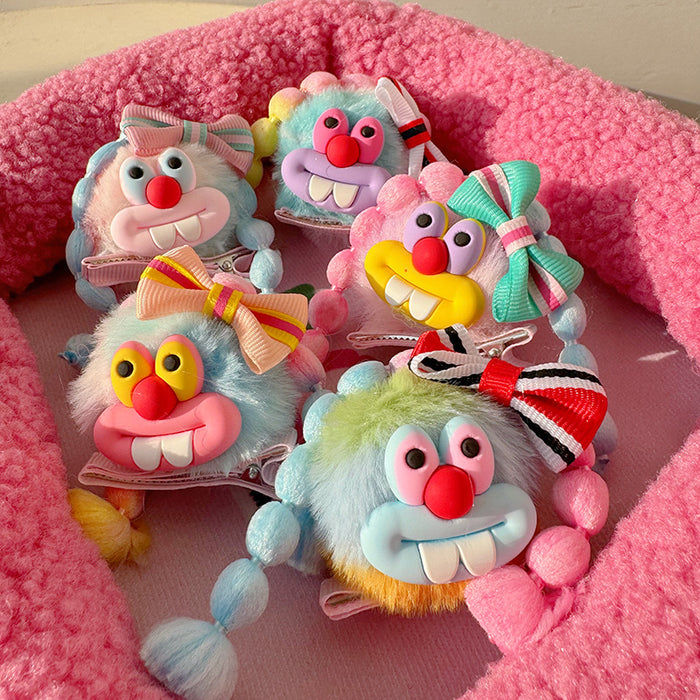 Wholesale 5pcs/set Colorful,  quirky-cute pom-pom hair clip with bow