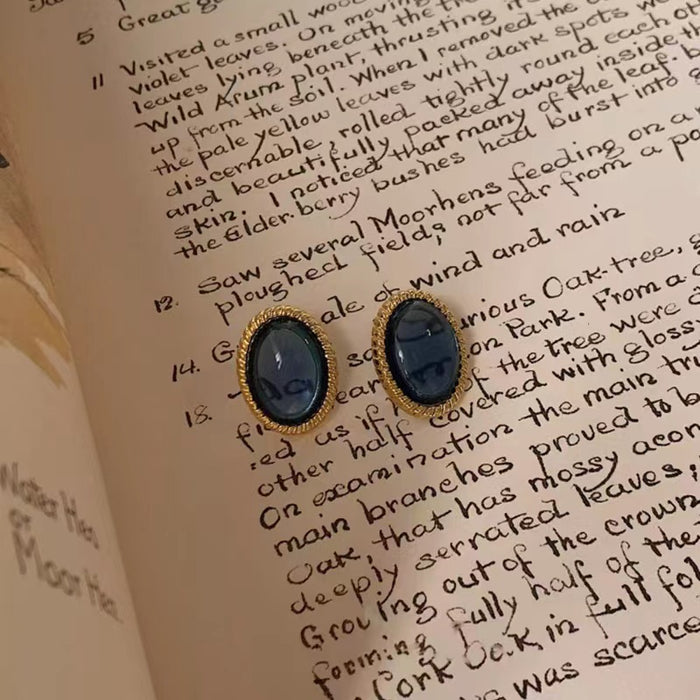Wholesale vintage Palace style gentle elegant oval sapphire antique stud earrings