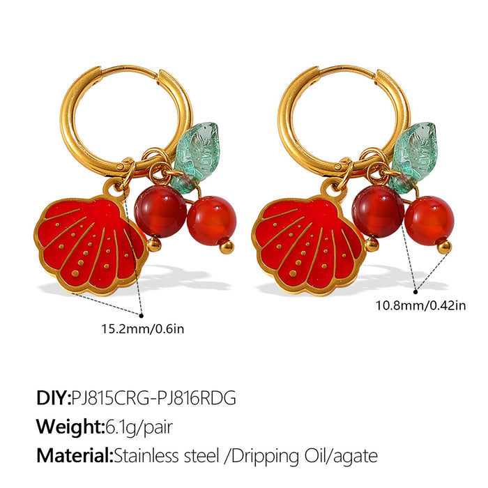 Wholesale Ocean Wind Oil Drop Octopus Turtle Pendant Earrings Stainless Steel Plated Cute Earrings