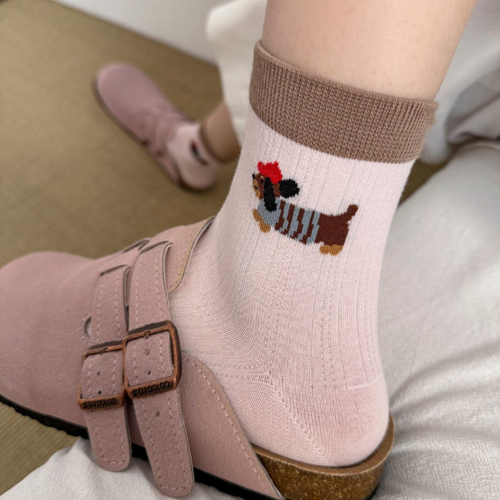 Wholesale Socks Cartoon Short Socks Lightweight Sweat Absorbing Breathable Cotton Socks Color blocked Cute Middle Socks