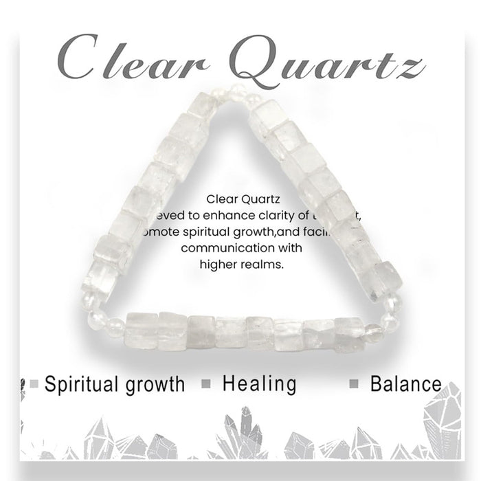 Wholesale Square Natural Stone Bracelet 6mm Powder Crystal Malachite Square Beaded Bracelet Volcanic Stone Tiger Eye Elastic Bracelet