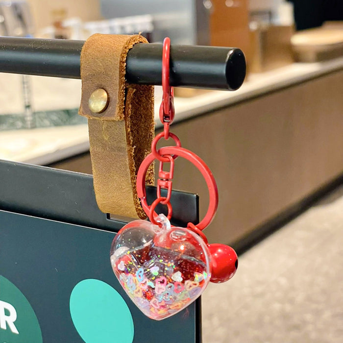 Wholesale Creative Oil Pearl Love Sparkle Keychain Sand Bottle Pendant