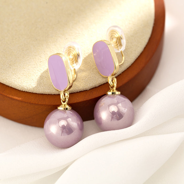 Wholesale Purple pearl earrings with a light luxury and high-end feel. Mosquito coil without ear holes and ear clips