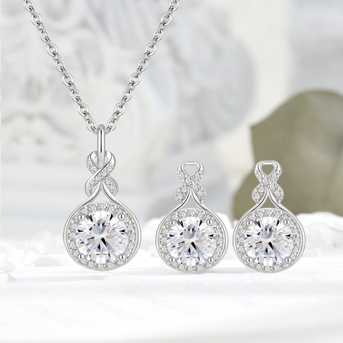 Wholesale Original Design: Light Luxury Waterdrop Set with Diamonds, Simple Circular Symmetrical Entangled Symbol Necklace