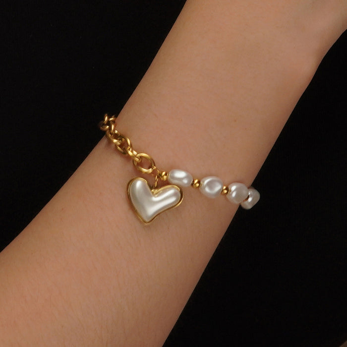 Wholesale Elegant Pearl Love Metal Plated 18K Gold Bracelet JDC-BT-JW001