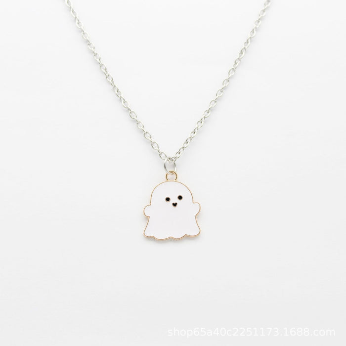 Wholesale Cartoon Black and White Ghost Necklace Niche Halloween Gift