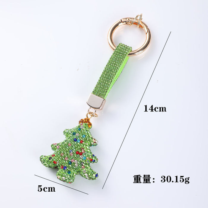 Wholesale Diamond-studded Christmas tree keychain,  Christmas gift,  car keyring
