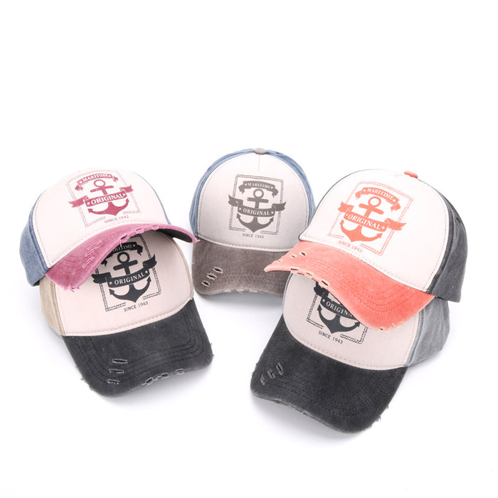 Wholesale Washed denim tongue hats for men and women, used baseball caps