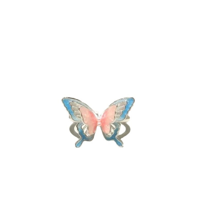 Wholesale Pink butterfly ring, light luxury temperament, niche design, high-end feel, ring ring design