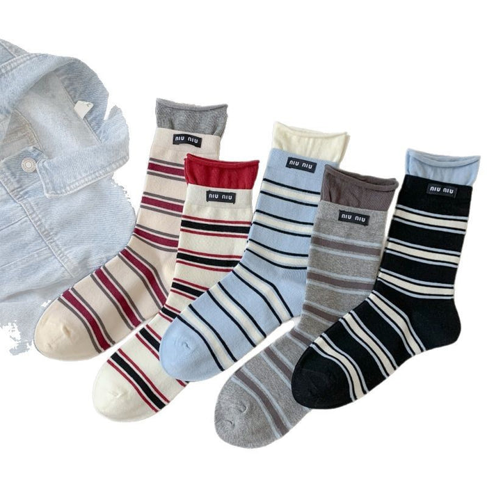 Wholesale Socks casual pile socks thin letter tube striped socks