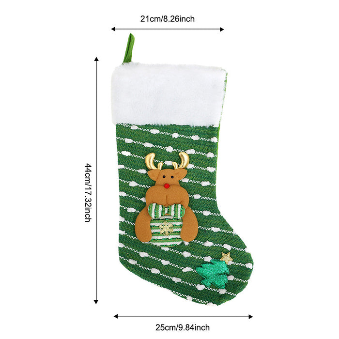 Wholesale Christmas Socks Children' s Gift Bag Pink Cartoon Roof Old Man Candy Gift Decoration Supplies Christmas Tree