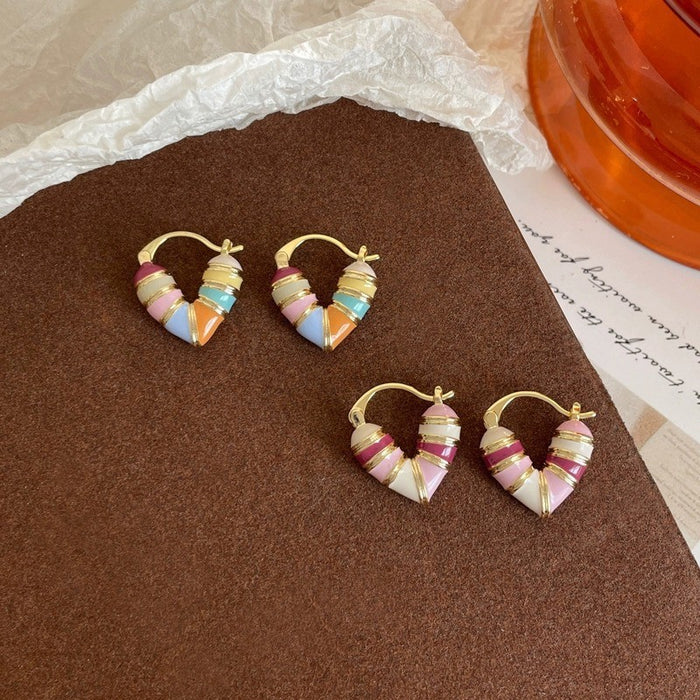 Wholesale Love colored ear studs, earrings, design sense, temperament, earrings