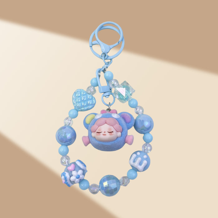 Wholesale Flocked Wizard Beaded Keychain