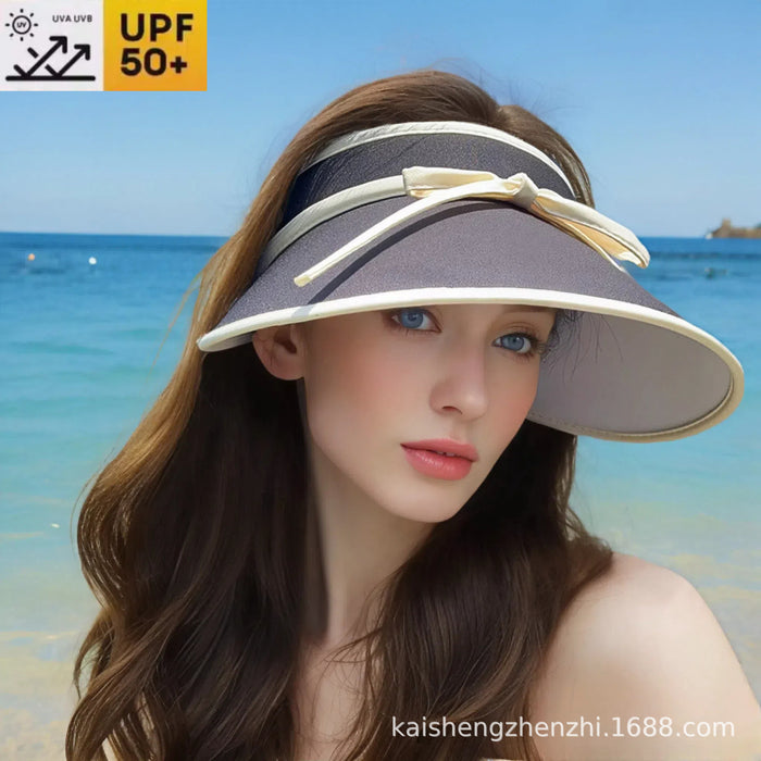 Wholesale Sunscreen strap bow, empty top riding sun hat
