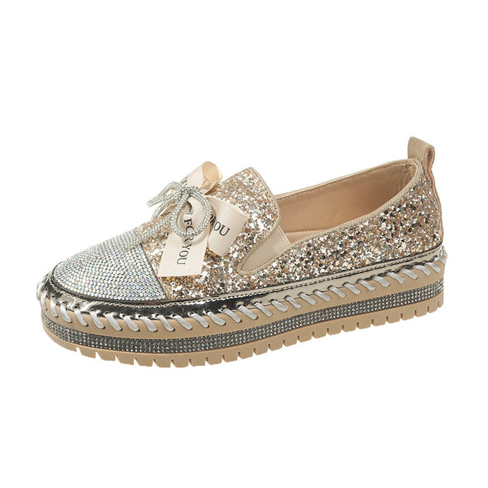 Wholesale 2024 Slip-on Thick Sole Rhinestone Bow Shoes JDC-CSS-FengJing001