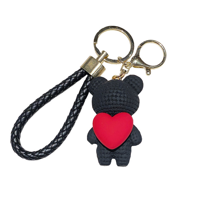 Wholesale Cartoon yarn, heart-shaped weaving pendant, car keychain accessories, keychain