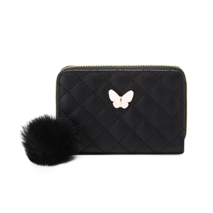 Wholesale Butterfly Diamond Multi-card Slot PU Small Wallet JDC-WT-HongY003