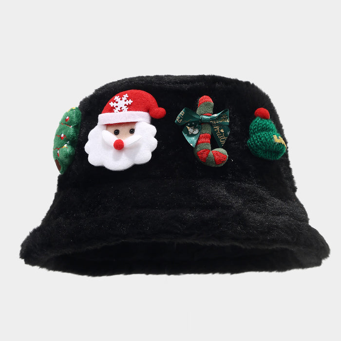 Wholesale Christmas-themed women' s winter warm faux rabbit fur bucket Fashionhat