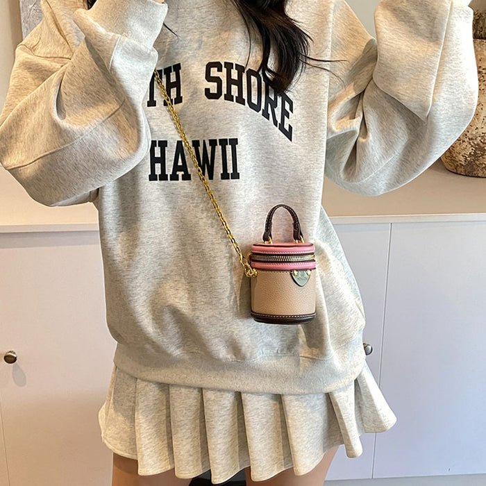 Wholesale New children's bag with contrasting colors, mini handbag, pocket money bucket bag, parent-child crossbody bag