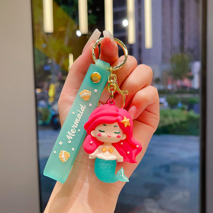 Wholesale Cartoon mermaid keychain pendant cute mermaid doll car key chain bag pendant small gift